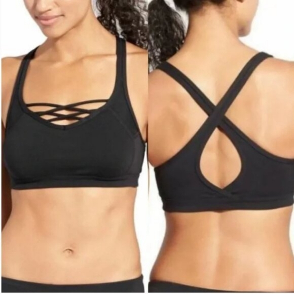 Athleta Mind Ovet Mat Strappy Front Sports Bra Black XS - Picture 2 of 9